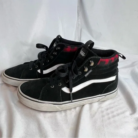 VANS Filmore HI Vansguard Suede black/red plaid Junior Sneakers Sz- Youth 6.5 - Picture 3 of 7